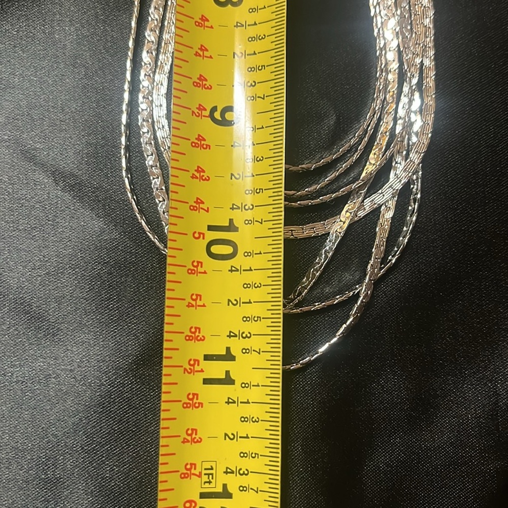 D'Orlan Silver Tone Multi Chain Waterfall Necklace 7 Strand - Picture 11 of 12